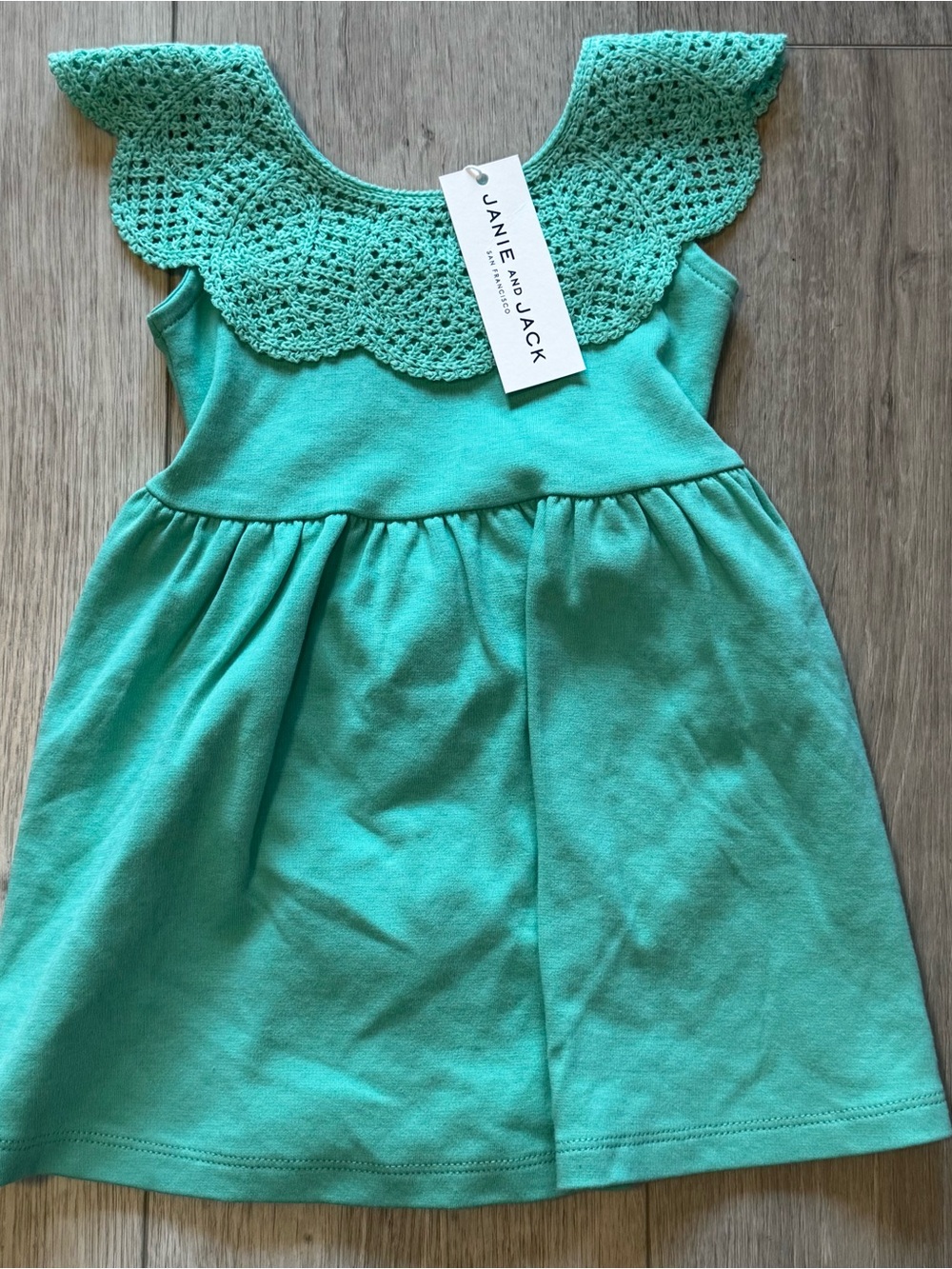 Janie and Jack Mint Crochet Collar Dress